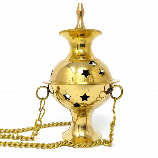 Hanging Brass Burner for cone incense and resins- 4", 6" and 8"