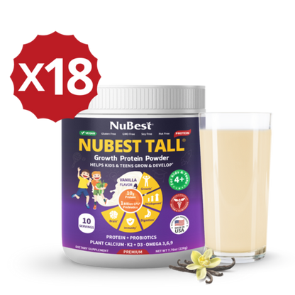 NuBest Tall Protein Vanilla Shake for Kids Ages 4+, 10 Vegan Servings