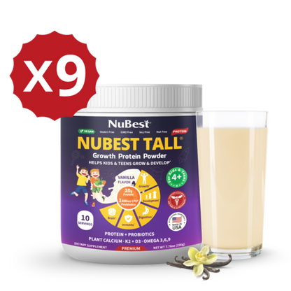 NuBest Tall Protein Vanilla Shake for Kids Ages 4+, 10 Vegan Servings