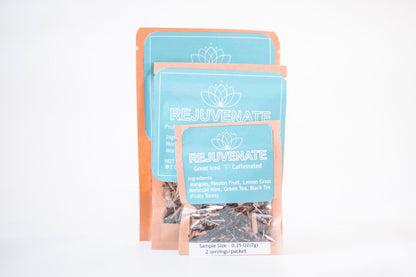 Rejuvenate Herbal Tea with Mangoes and Passion Fruits, contains